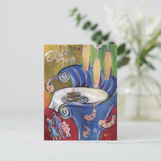 Blauw boven briefkaart (Staand voorkant)