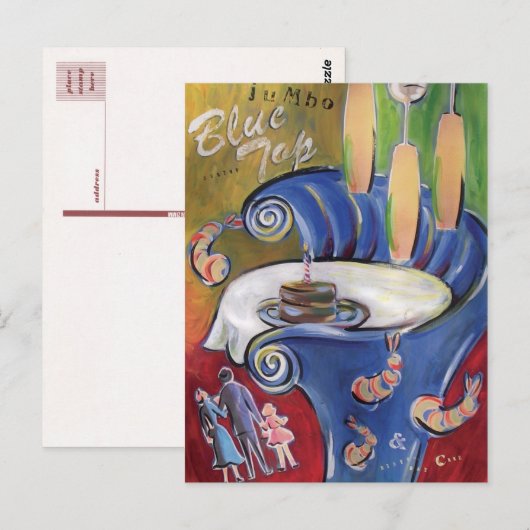 Blauw boven briefkaart (Voorkant / Achterkant)