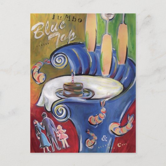 Blauw boven briefkaart (Voorkant)