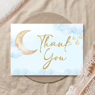 Blauw boven de maan Baby Shower Bedankkaart