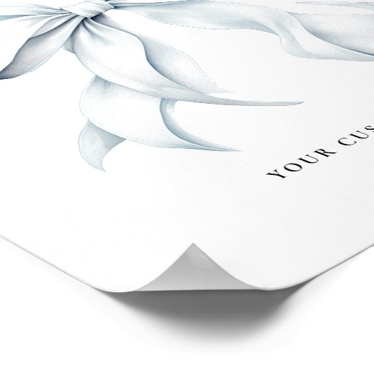 Blauw Bow Aangepaste Tekst Tabel Teken Poster (Hoek)