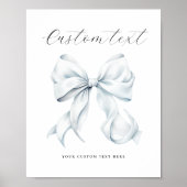 Blauw Bow Aangepaste Tekst Tabel Teken Poster (Voorkant)
