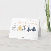 Blauw: Bow & Trees Doodles Holiday Gevouwen Kaart (Achterkant)