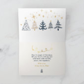 Blauw: Bow & Trees Doodles Holiday Gevouwen Kaart (Binnen)