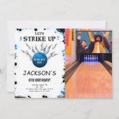 Blauw Bowling Foto uitnodiging (Voorkant)