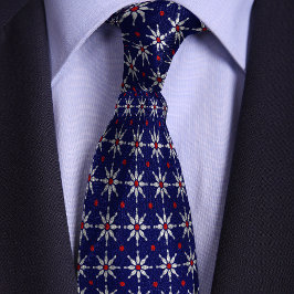Blauw Bowling Pin Bloem Patroon Stropdas
