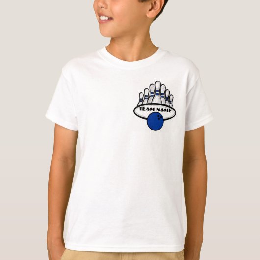 blauw bowlingteam jongens t-shirt (Voorkant)