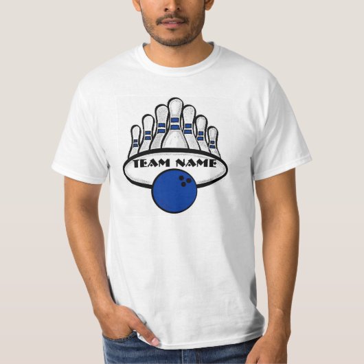  blauw bowlingteam jongens waarderen t-shirt (Voorkant)