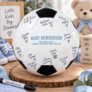 Blauw Boys Baby Shower Handtekeningen Eerst  Voetbal