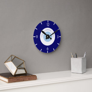 Blauw Boze Oog Goede Geluk & Bescherming Symbool Ronde Klok