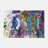 Blauw boze oog moderne graffiti deurmat (Voorkant)
