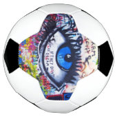 Blauw boze oog moderne graffiti voetbal (Gedraaid)