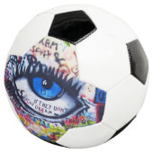 Blauw boze oog moderne graffiti voetbal (Drie kwart)