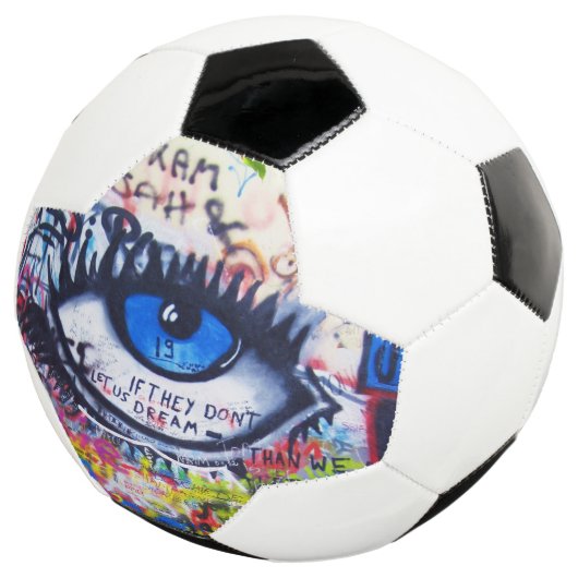 Blauw boze oog moderne graffiti voetbal (Drie kwart)