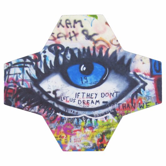 Blauw boze oog moderne graffiti voetbal