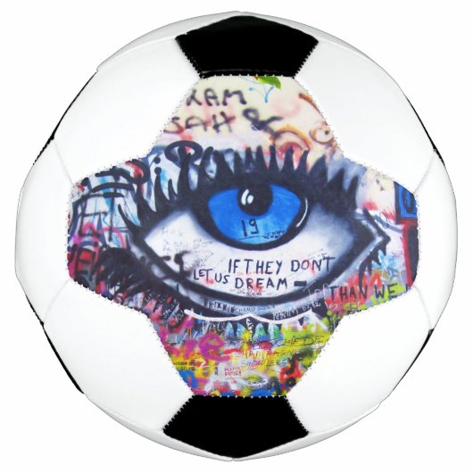 Blauw boze oog moderne graffiti voetbal (Voorkant)