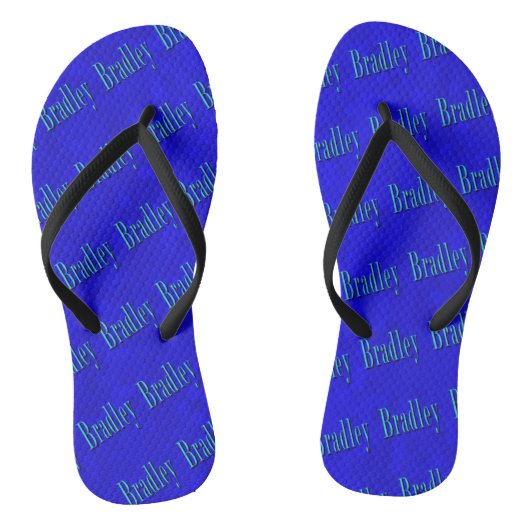 Blauw Bradley naamlogo op blauwe mozaïek, Teenslippers (Voetbed)