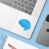 Blauw Brein Sticker (Laptop met iPhone)
