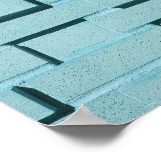 Blauw Brick Wall Canvas of Poster (Hoek)