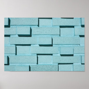 Blauw Brick Wall Canvas of Poster