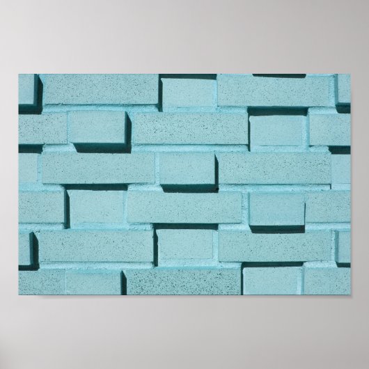 Blauw Brick Wall Canvas of Poster (Voorkant)