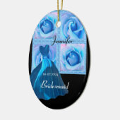 BLAUW Bridesmaid Dank u voor uw bruiloft Keramisch Ornament (Links)
