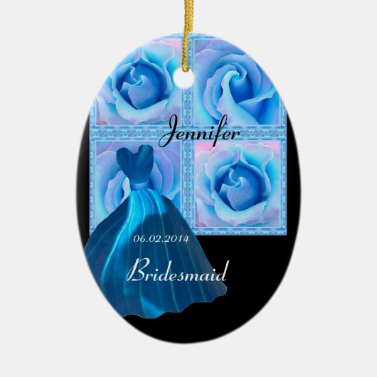 BLAUW Bridesmaid Dank u voor uw bruiloft Keramisch Ornament (Voorkant)