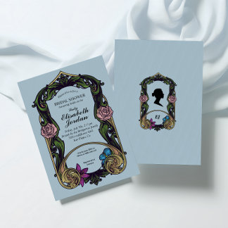  Blauw Bridgerton Bridal Shower Invitation Kaart