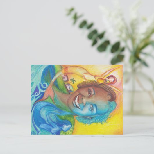 Blauw Briefkaart (Staand voorkant)