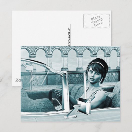  blauw briefkaart (Voorkant / Achterkant)