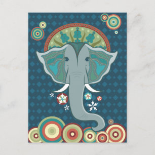 Blauw Briefkaart met olifant