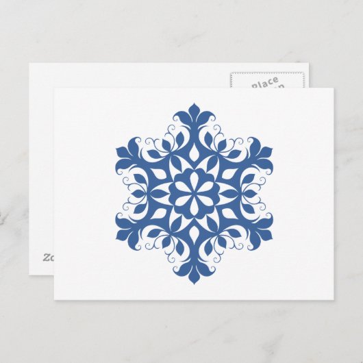 Blauw Briefkaart Snowflake (Voorkant / Achterkant)