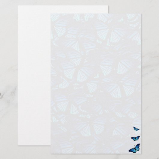 Blauw briefpapier vlinder (Voorkant / Achterkant)