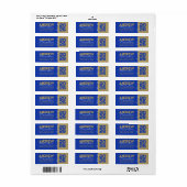 Blauw & Brons Afstuderen retour adreslabels Etiket (Full Sheet)