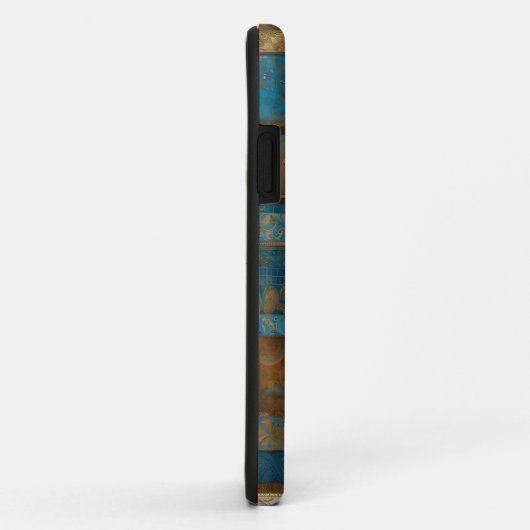 Blauw brons en goud grunge strepen gepersonaliseer Case-Mate iPhone case (Achterkant/rechts)