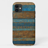 Blauw Brons en Gouden Grunge Strepen Case-Mate iPhone Case (Achterkant)