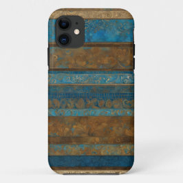 Blauw Brons en Gouden Grunge Strepen Case-Mate iPhone Case