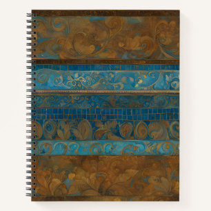 Blauw Brons en Gouden Grunge Strepen Notitieboek