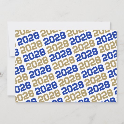 Blauw & Brons Goud 3 Foto Afstuderen Uitnodiging (Achterkant)