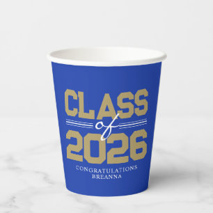 Blauw & Brons Goud Afstudeerjaar Diploma-uitreikin Papieren Bekers