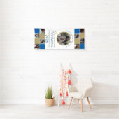 Blauw & Brons Goud Fotocollage Afstuderen Vinyl Spandoek (Insitu)