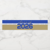 Blauw & Brons Goud Gepersonaliseerd Afstuderen Waterfles Etiket (Enkel label)