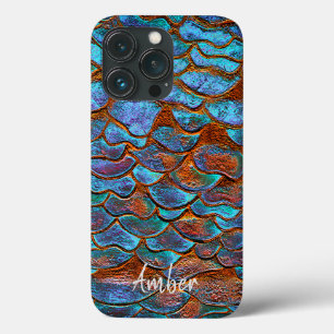 Blauw Brons Koper Metalen Patroon Persoonlijk Case-Mate iPhone Case