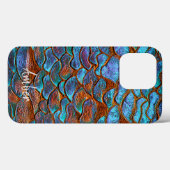Blauw Brons Koper Metalen Patroon Persoonlijk Case-Mate iPhone Case (Achterkant (horizontaal))