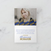 Blauw & Brons Poot Print Afstuderen 2 foto vouwen Bedankkaart (Binnen)