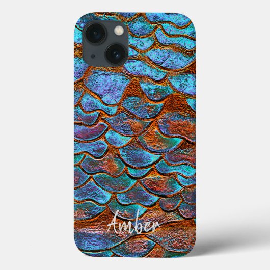 Blauw Bronzen Koper Metalen Patroon Persoonlijk Case-Mate iPhone Case (Achterkant)
