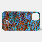 Blauw Bronzen Koper Metalen Patroon Persoonlijk Case-Mate iPhone Case (Achterkant (horizontaal))