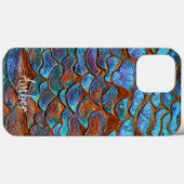Blauw Bronzen Koperen Metallic Patroon Persoonlijk Case-Mate iPhone Case (Achterkant (horizontaal))