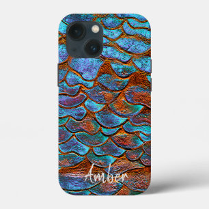 Blauw Bronzen Koperen Metallic Patroon Persoonlijk Case-Mate iPhone Case