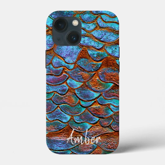 Blauw Bronzen Koperen Metallic Patroon Persoonlijk Case-Mate iPhone Case (Achterkant)